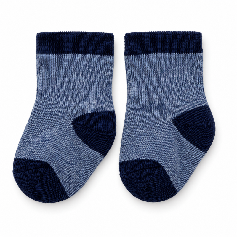 CLASSIC BLUE CONTRAST BABY SOCKS (0-6 MONTHS)