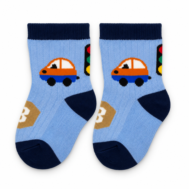 LITTLE TRAFFIC DRIVER BLUE KIDS SOCKS (2-4 Years)