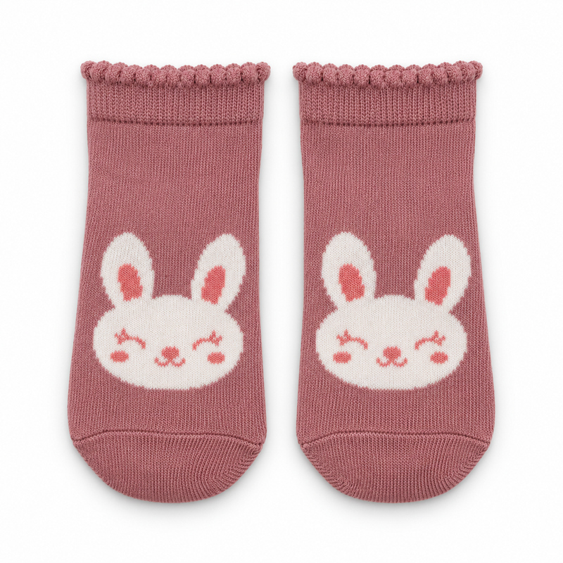 DUSTY ROSE BUNNY SOCKS (6-24 MONTHS)