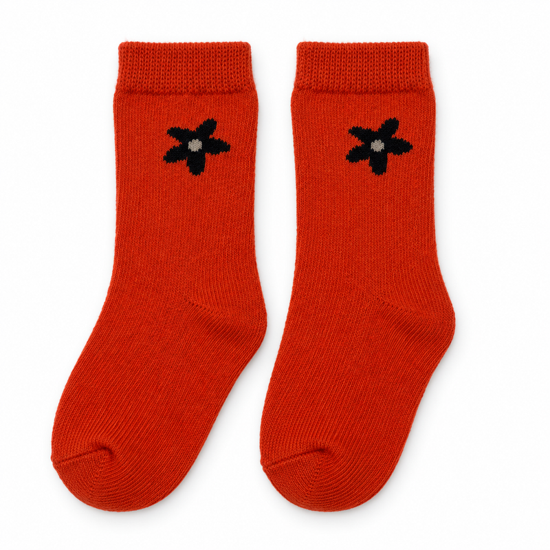 RED LITTLE FLOWER SOCKS (6-24 MONTHS)