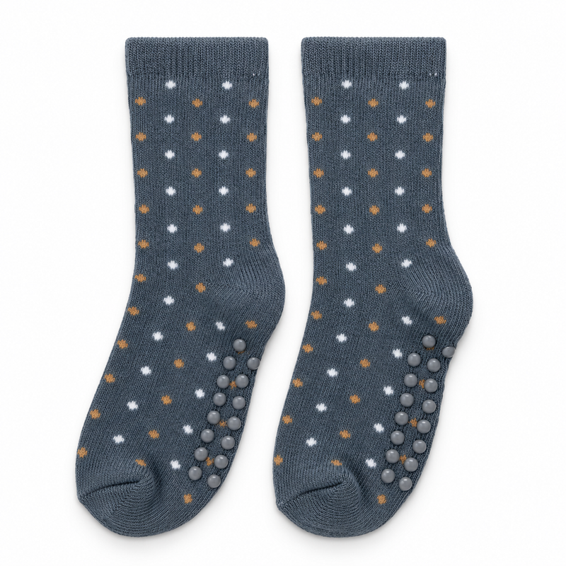 SLATE BLUE MINI DOT ANTI SLIP SOCKS (6-24 MONTHS)