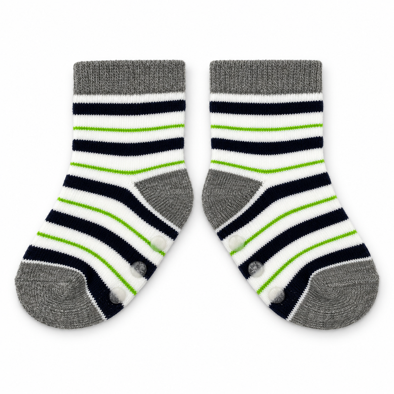 NAVY LIME STRIPE ANTI SLIP SOCKS (6-24 MONTHS)