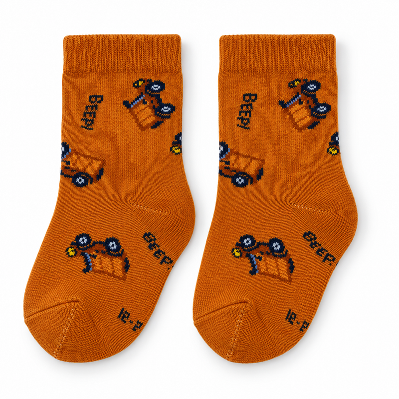 LITTLE BUILDER ORANGE CONSTRUCTION SOCKS (6-24 MONTHS)