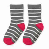 GREY STRIPES PINK POP ANTI SLIP SOCKS (6-24 MONTHS)