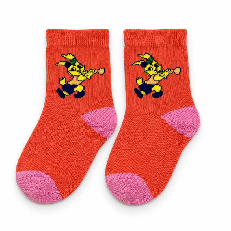 PLAYFUL CARTOON ORANGE KIDS SOCKS (2-4 Years)