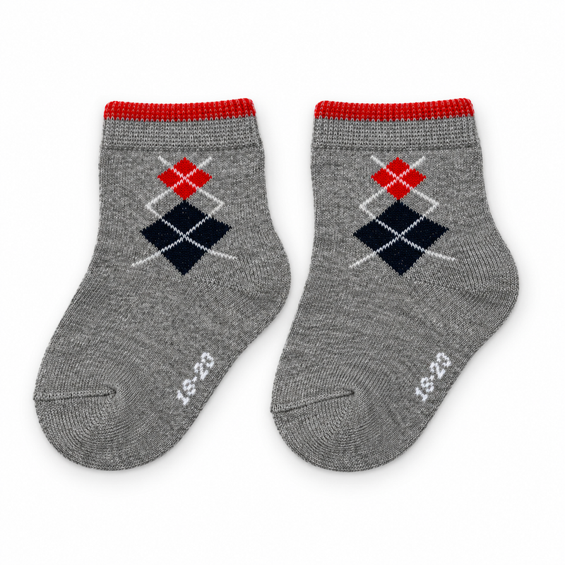 LITTLE ARGYLE GREY SOCKS (6-24 MONTHS)