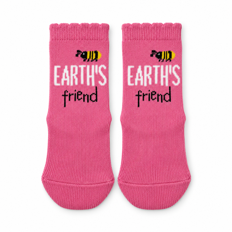 EARTH’S FRIEND PINK BEE SOCKS (6-24 MONTHS)