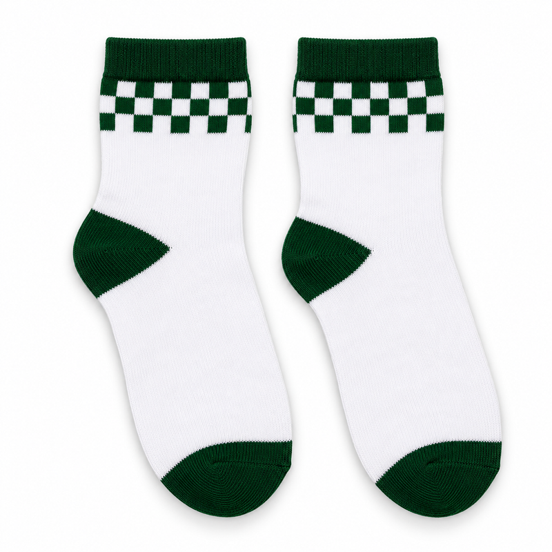 EMERALD CHECKERBOARD KIDS SOCKS (5-10 YEARS)