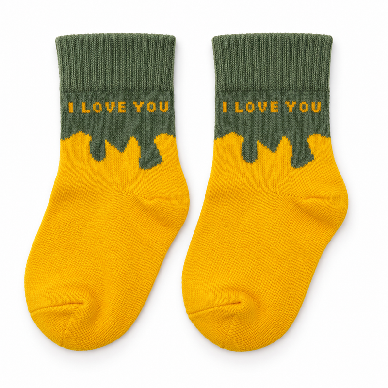 SUNSHINE LOVE GREEN & YELLOW KIDS SOCKS (2-4 Years)