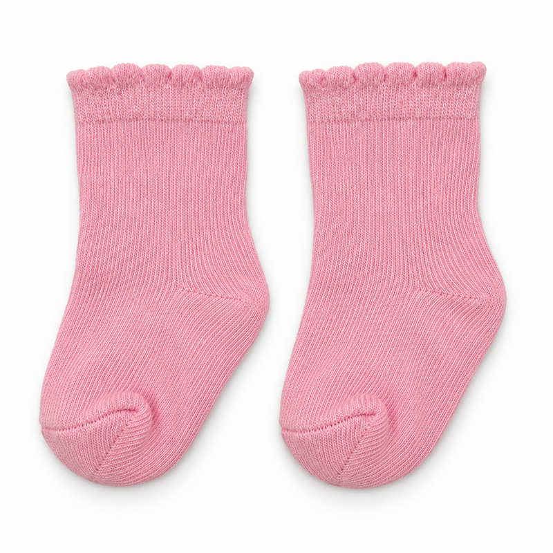 BLUSH RUFFLE BABY SOCKS (0-6 MONTHS)