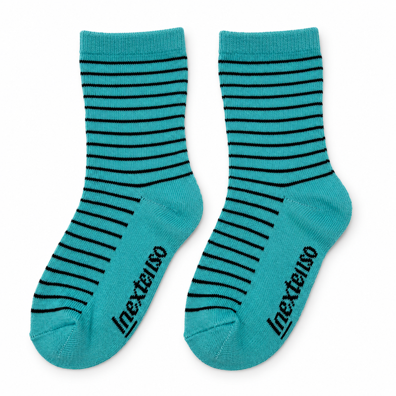 TURQUOISE PINSTRIPE KIDS CREW SOCKS (2-4 Years)