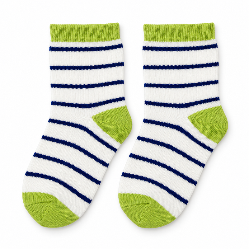 LIME POP NAVY STRIPE KIDS SOCKS (5-10 YEARS)