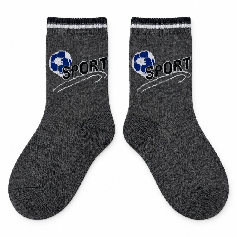 SOCCER SPORT CHARCOAL KIDS SOCKS (5-10 YEARS)