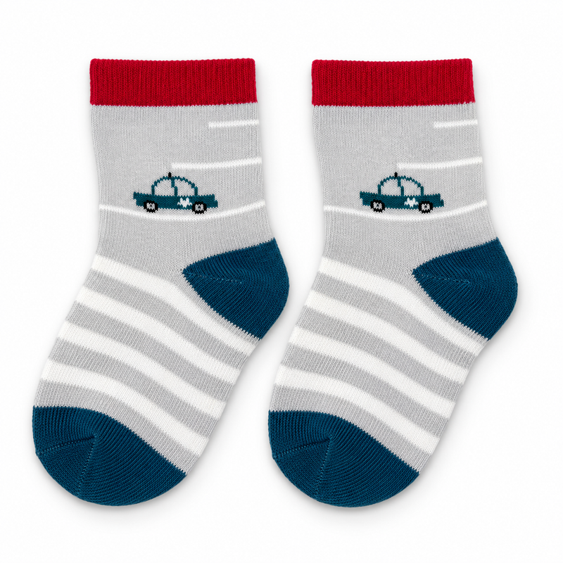 LITTLE RACER GREY CAR KIDS SOCKS (2-4 Years)