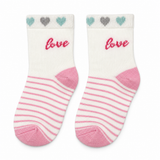 SWEETHEART LOVE PINK STRIPE KIDS SOCKS (2-4 Years)