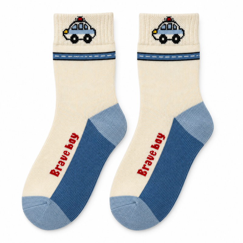 LITTLE TAXI ADVENTURE CREAM KIDS SOCKS (2-4 Years)