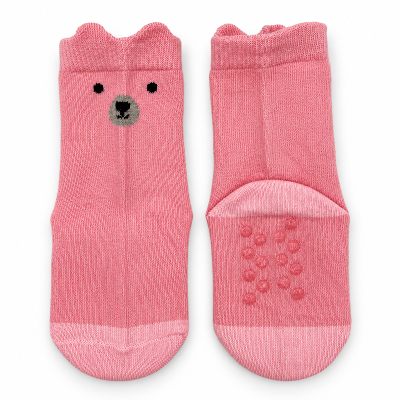 PINK BEAR FACE ANTI SLIP KIDS SOCKS (2-4 Years)