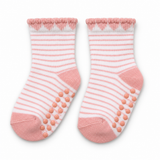 BLUSH STRIPE GRIP BABY SOCKS (0-6 MONTHS)