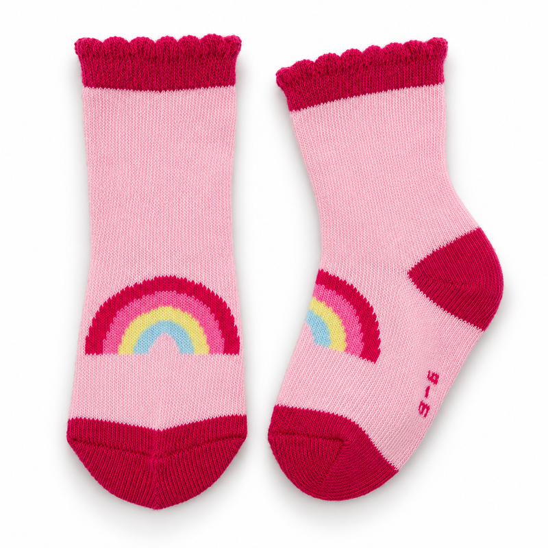 PINK RAINBOW POP BABY SOCKS (0-6 MONTHS)
