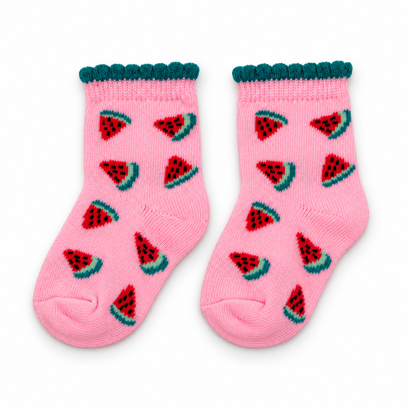 WATERMELON SLICE BABY SOCKS (0-6 MONTHS)