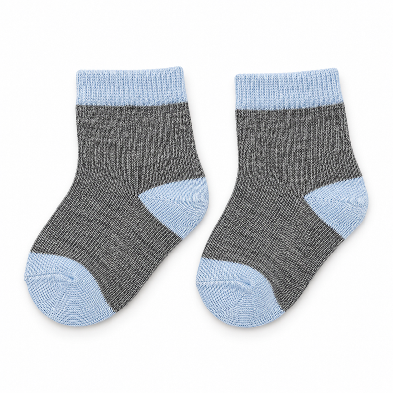 SKY BLUE HEEL GREY SOCKS (6-24 MONTHS)