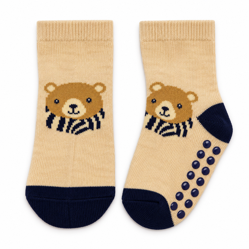TEDDY BUDDY GRIP BABY SOCKS (0-6 MONTHS)