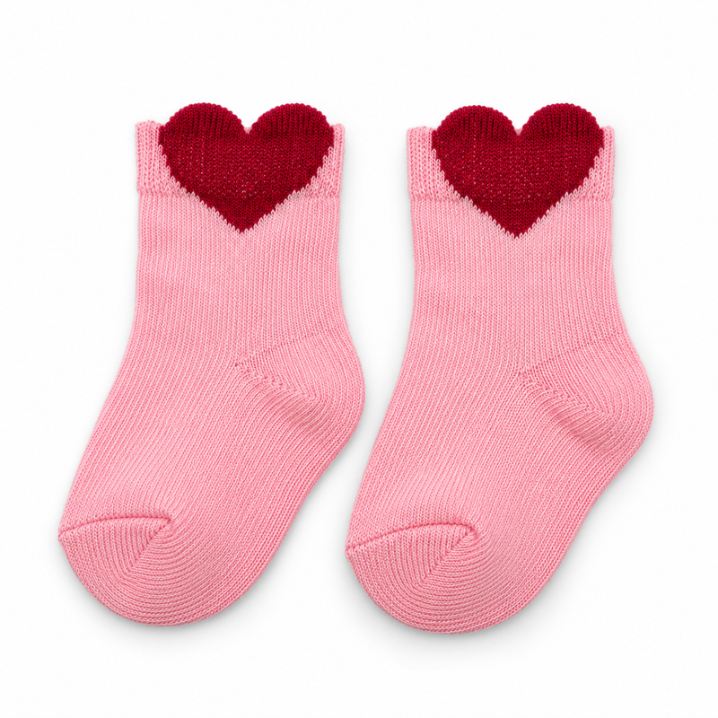 HEART TOP PINK BABY SOCKS (0-6 MONTHS)