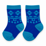 OCEAN BLUE GEOMETRIC BABY SOCKS (0-6 MONTHS)