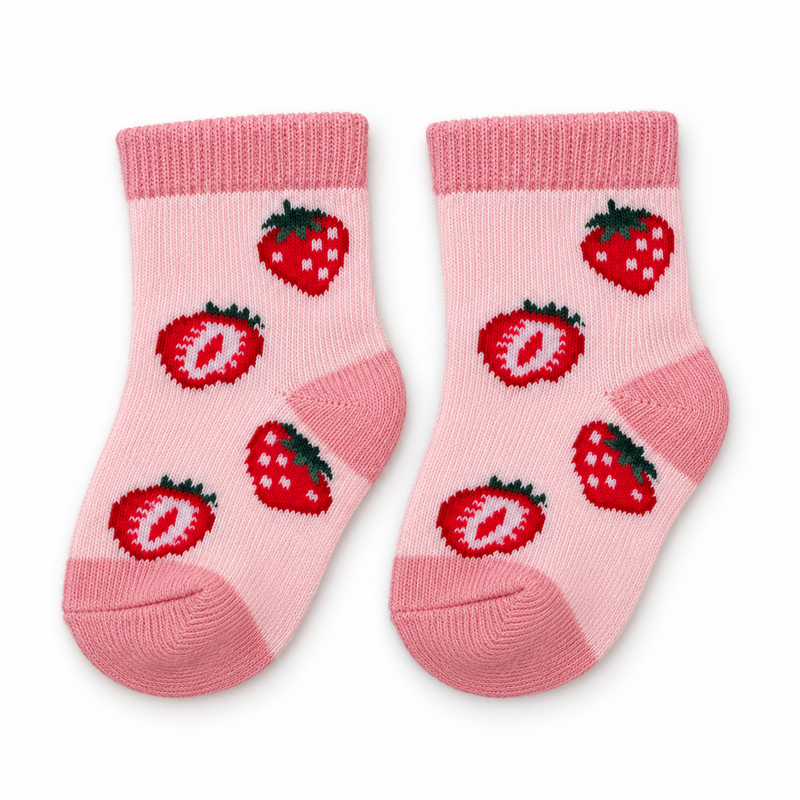 STRAWBERRY SWEETHEART PINK BABY SOCKS (0–6 MONTHS)