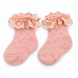 PEACH LACE RUFFLE SOCKS (6-24 MONTHS)