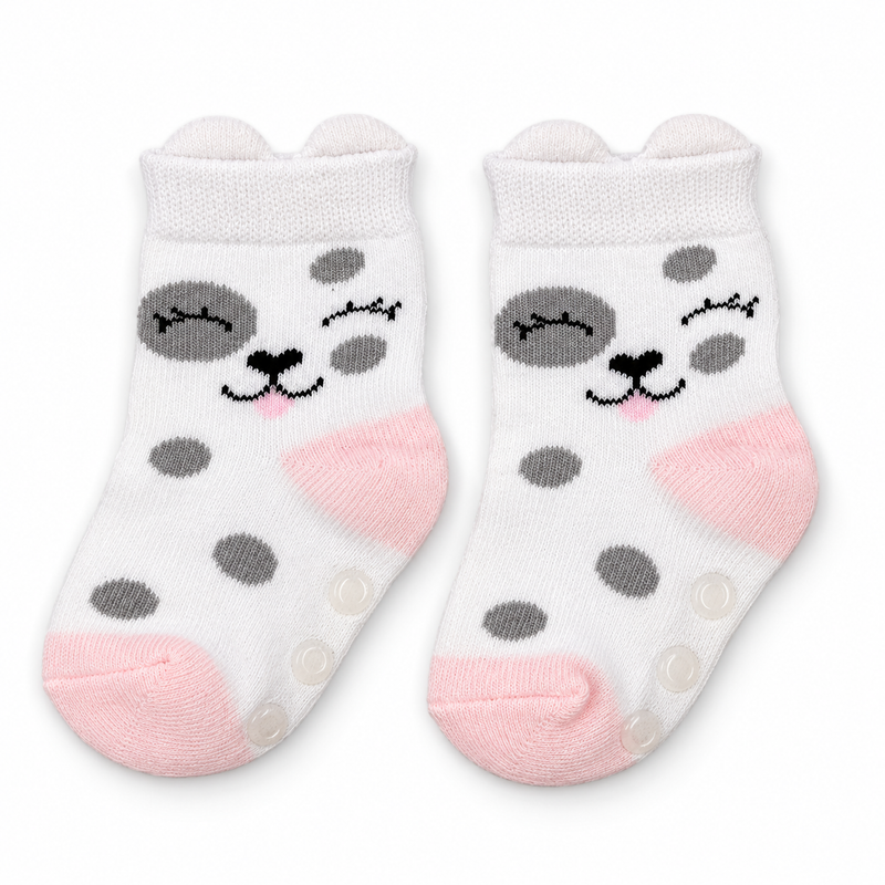 WINKING PUPPY PINK-TOE ANTI SLIP SOCKS (6-24 MONTHS)