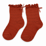 RUST RIBBON RUFFLE SOCKS (6-24 MONTHS)