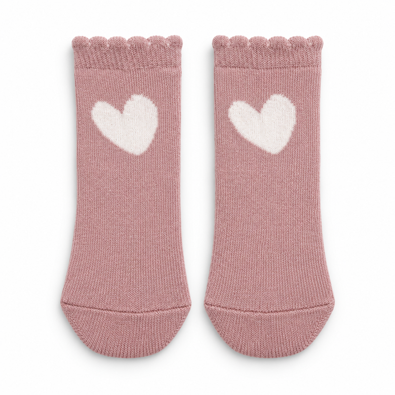 BLUSH HEART CREW SOCKS (6-24 MONTHS)
