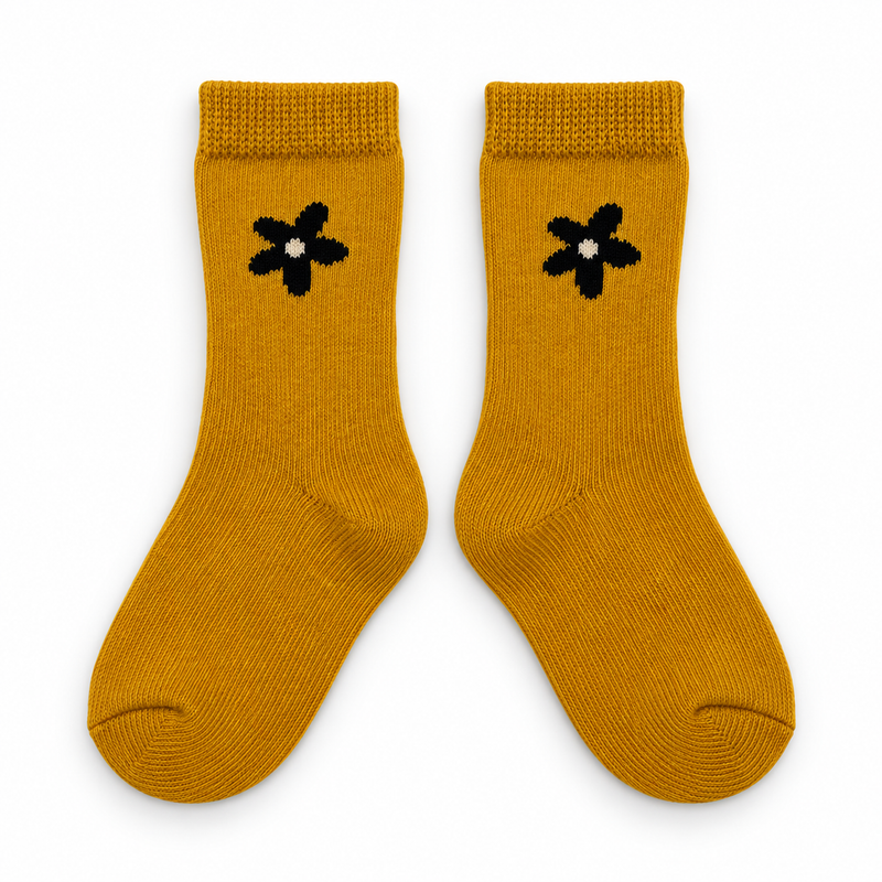 MUSTARD BLOOM CREW SOCKS (6-24 MONTHS)
