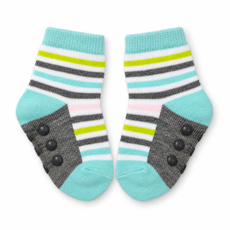 AQUA POP STRIPED ANTI SLIP SOCKS (6-24 MONTHS)