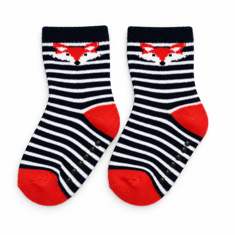 MIDNIGHT FOX STRIPED ANTI SLIP SOCKS (6-24 MONTHS)