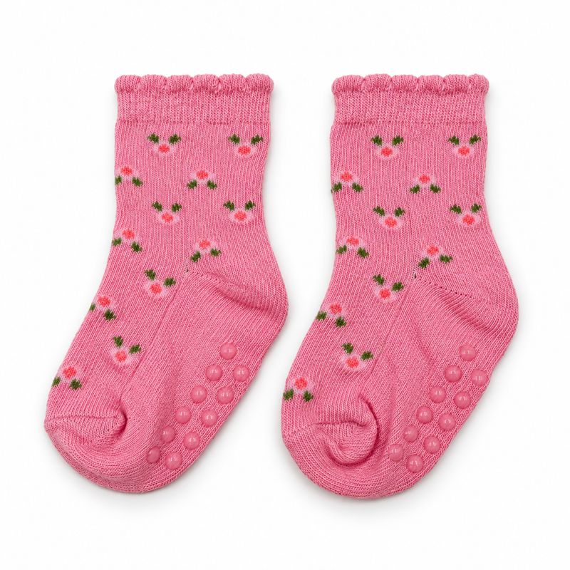 SWEET CHERRY PINK ANTI SLIP SOCKS (6-24 MONTHS)
