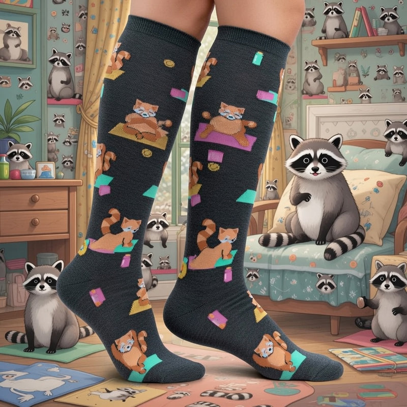 RED PANDA POSE KNEE HIGH SOCKS