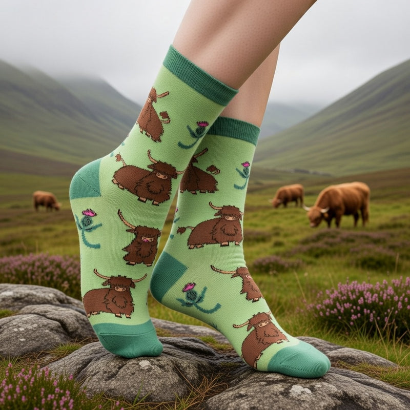 HARDY HIGHLAND COWS CREW SOCKS