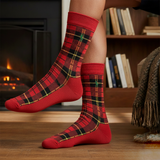 RL POLO RED TARTAN CONTRAST FOOT SOCKS