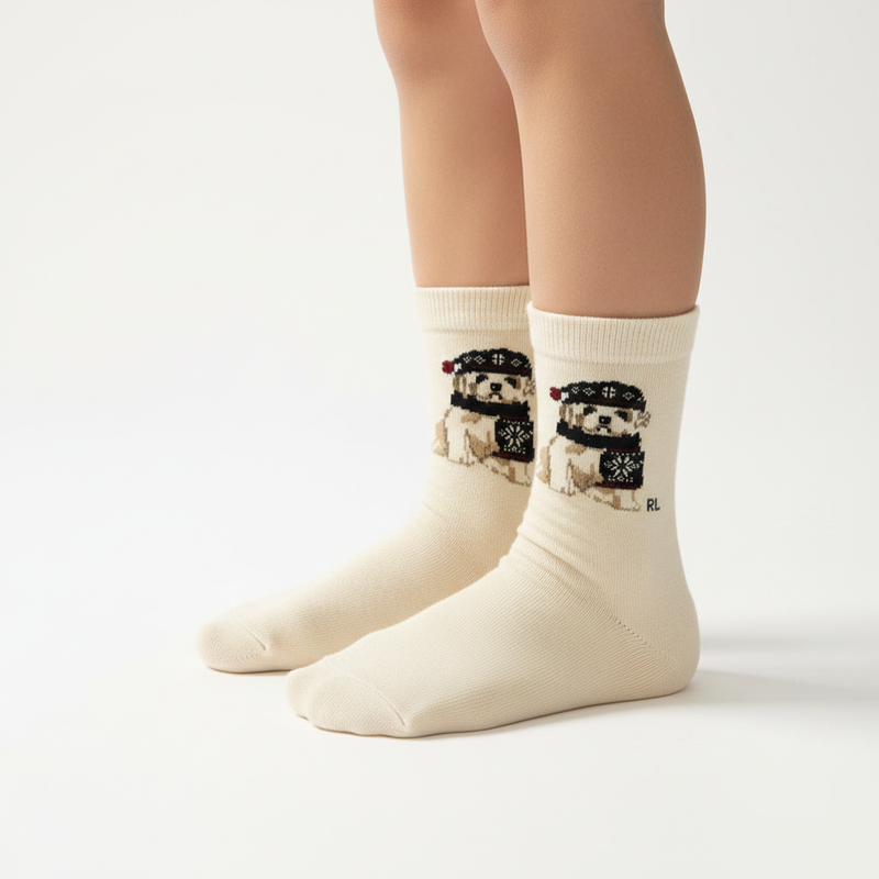 RL POLO WINTER PUP FAIR ISLE SOCKS (5-10yrs)
