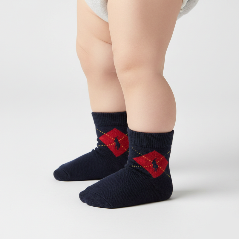 RL POLO BABY ARGYLE POLO PONY SOCKS (0-2YRS)