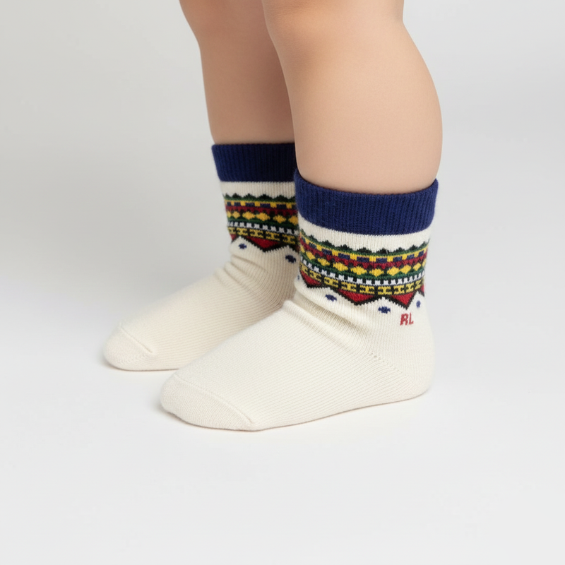 RL POLO FAIR ISLE KNIT CREW SOCKS (0-2YRS)