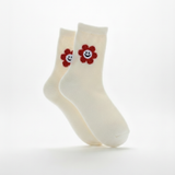 SMILEY FLOWER EMBROIDERED COZY WARM SOCKS
