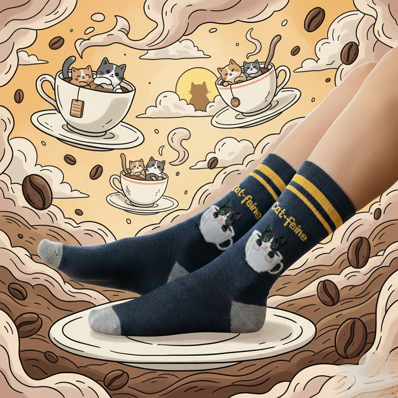 CAT-FEINE CREW SOCKS