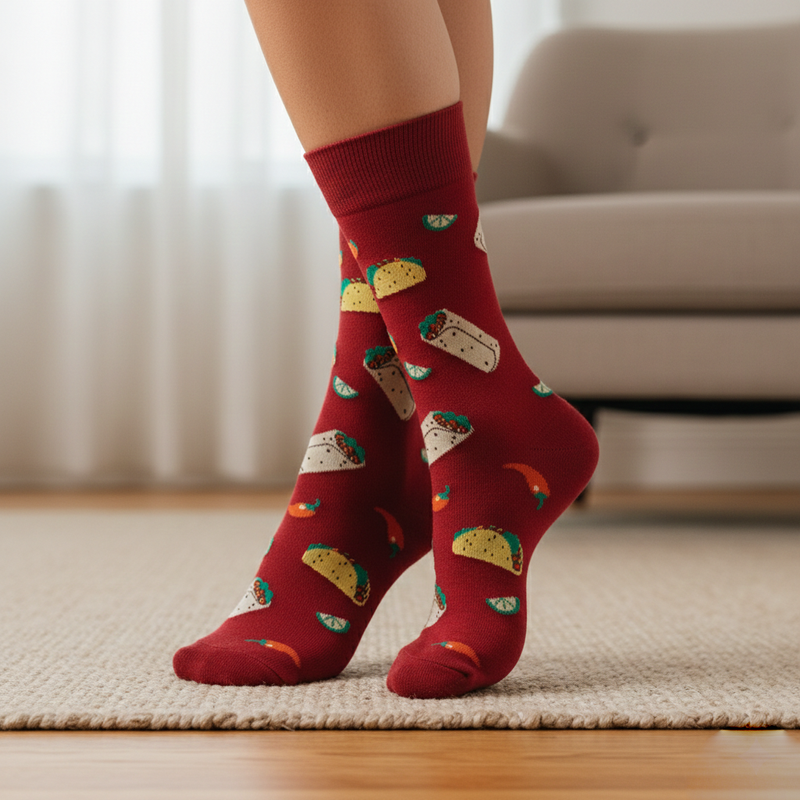 "TACO TUESDAY" FESTIVE RED SOCKS