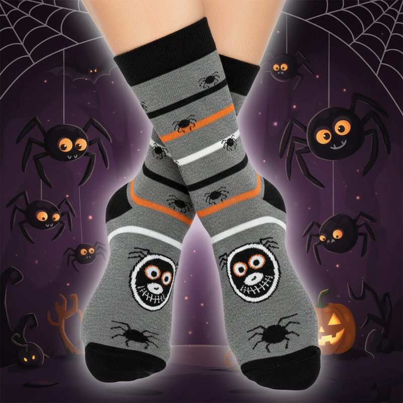 HALLOWEEN STRIPE & SPIDER SOCKS