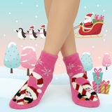PINK SANTA FUZZY ANKLE WARM SOCKS
