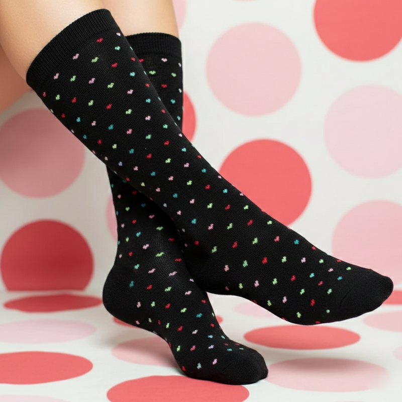 "8-BIT HEART" POLKA DOT SOCKS