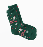 SNOOPY "HAPPY HOLIDAYS" FOREST GREEN SOCKS